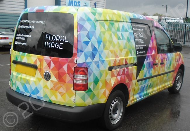 Totally Dynamic Vw Caddy Van Fully Vinyl Wrapped For Floral Image In A Printed Vehicle Wrap 7547